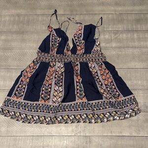 Blush Navy and Orange Floral Top